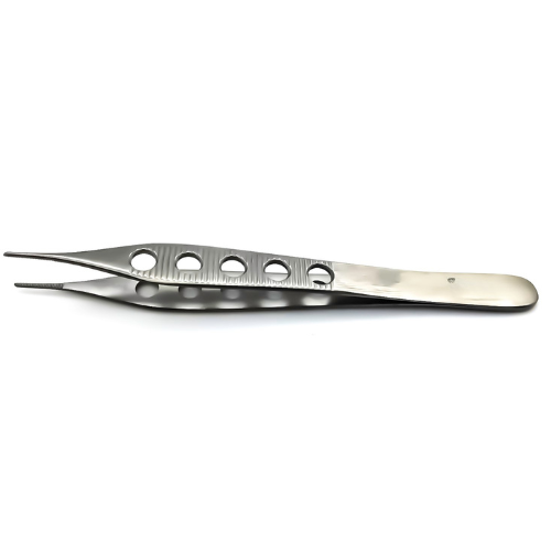 Adson Forceps, 4-3/4", Lightweight, Fenestrated Handles, Serrated, 1mm tip - Premium Quality