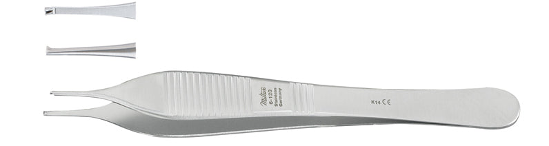 Miltex Adson Tissue Forceps, 4-3/4", 1×2 Teeth, 1 mm tip