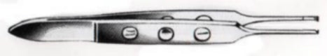 BISHOP-HARMON forceps with suture platform, 1x2 teeth delicate 0.6mm tip, 3-1/4" long