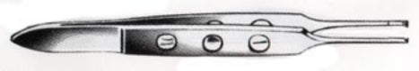 BISHOP-HARMON forceps with suture platform, 1x2 teeth extra delicate 0.4mm tip, 3-1/4" long