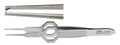 Miltex Foerster Iris Tissue Forceps, 3-3/4" (9.5 cm), octagonal grip, straight, 1 X 2 teeth, 0.5 mm wide