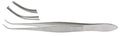 Miltex Iris Tissue Forceps, 4" (10.2 cm), 1 X 2 teeth, half curved, extra delicate pattern, 0.5 mm wide tips