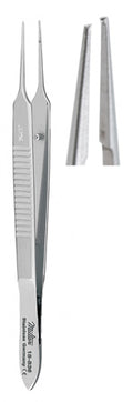 Miltex BONN Micro Suturing Forceps, 3-3/4" (9.5cm), Straight, 0.12mm Tip, 1x2 Teeth, with Tying Platform