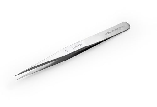 SWISS Jeweler Forceps, Style 3, Narrow, Fine Tip, 4-3/4" (12.1cm)