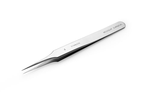 SWISS Jeweler Forceps,  Style 4 Straight, 4-3/8" (11.2cm)