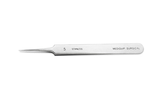 SWISS Jeweler Forceps, Style 5 Straight, 4-3/8" (11.2cm)