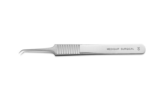SWISS Jeweler Forceps, Style 5S, 6mm Angled, Serrated Handle, 4-3/8" (11.2cm)