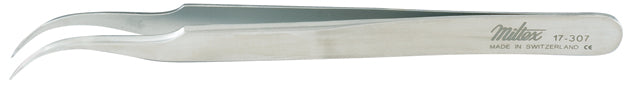 Miltex SWISS Jeweler Forceps, Style 7 Curved, Fine, 4-1/2" (11.4cm)